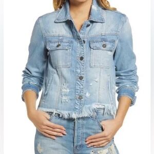 Hidden Rebel Distressed Fitted Cropped Denim Jacket
In Light Wash, Frayed Hem, S